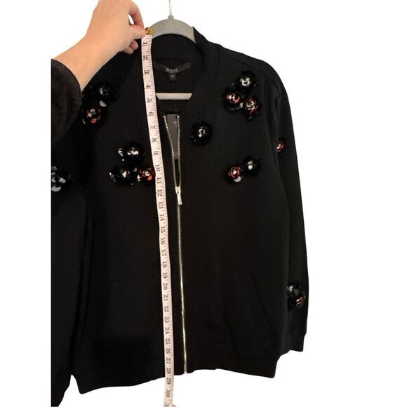 Guess Women's Embellished Long Sleeve Boyfriend Bomber Jacket Black Large NWT - Picture 7 of 12
